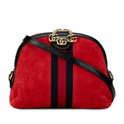 Gucci B Gucci Red Suede Leather Small Ophidia Crossbody Italy