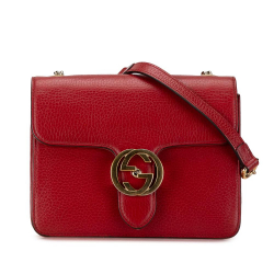 Gucci B Gucci Red Calf Leather Small Dollar Interlocking G Crossbody Italy