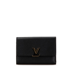 Louis Vuitton B Louis Vuitton Black Calf Leather Taurillon Capucines Compact Wallet France