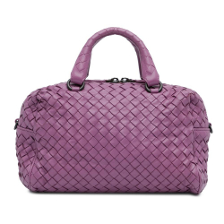 Bottega Veneta B Bottega Veneta Purple Calf Leather Intrecciato Satchel Italy