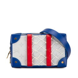 Louis Vuitton B Louis Vuitton White with Blue Monogram Canvas Canvas NBA Monogram Soft Trunk Phone Bag France