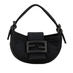 Fendi B Fendi Gray Dark Gray Wool Fabric Mini Croissant Handbag Italy