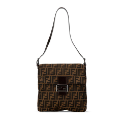 Fendi B Fendi Brown Canvas Fabric Zucca Shoulder Bag Italy