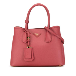 Prada B Prada Pink Saffiano Leather Medium Cuir Double Satchel Italy