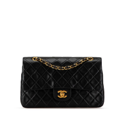 Chanel B Chanel Black Lambskin Leather Leather Medium Classic Lambskin Double Flap France