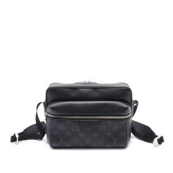 Louis Vuitton B Louis Vuitton Black Taiga Leather Leather Monogram Taigarama Outdoor Messenger Italy