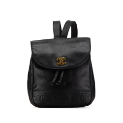 Chanel B Chanel Black Caviar Leather Leather Triple CC Caviar Backpack Italy