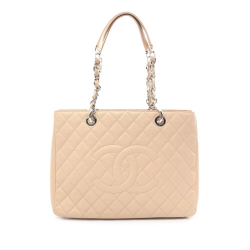 Chanel B Chanel Brown Light Beige Caviar Leather Leather Caviar Grand Shopping Tote Italy