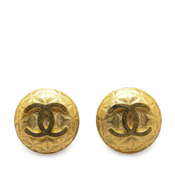 Chanel B Chanel Gold Gold Plated Metal CC Clip On Earrings France