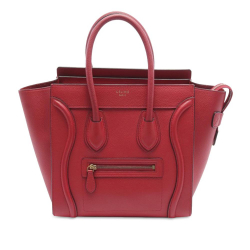 Celine B Celine Red Calf Leather Micro Luggage Tote France