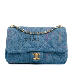 Chanel AB Chanel Blue Denim Fabric Medium Mood Flap Italy