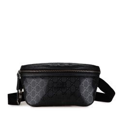 Gucci B Gucci Black Coated Canvas Fabric GG Imprime Belt Bag Italy