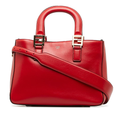 Fendi AB Fendi Red Calf Leather Small Glacier FF Tote Italy