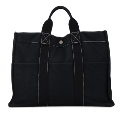 Hermès B Hermès Black Canvas Fabric Fourre Tout MM France