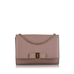 Salvatore Ferragamo B Ferragamo Pink Calf Leather Small Vara Ginny Crossbody Italy