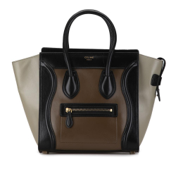 Celine B Celine Brown Dark Brown Calf Leather Micro Tricolor Luggage Tote Italy