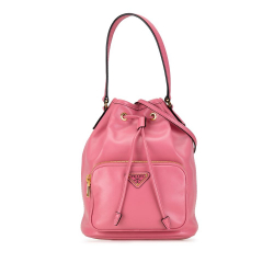 Prada AB Prada Pink Calf Leather Mini Soft Drawstring Bucket Bag Italy