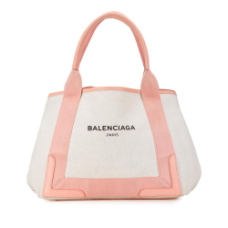 Balenciaga B Balenciaga White Canvas Fabric Navy Cabas S Tote Italy