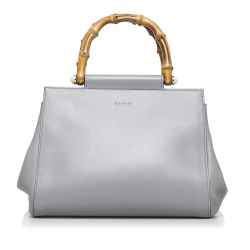 Gucci B Gucci Gray Calf Leather Mini Bamboo Nymphae Italy