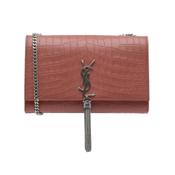 Saint Laurent B Saint Laurent Red Indian Red Calf Leather Medium Embossed Kate Tassel Crossbody Italy