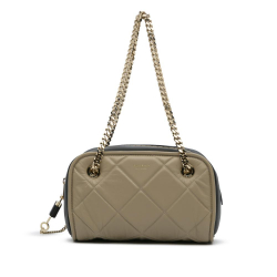 Burberry AB Burberry Brown Taupe Calf Leather Quilted Cube Chain Shoulder Bag Italy