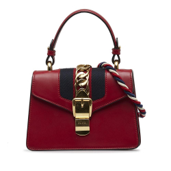 Gucci AB Gucci Red Calf Leather Mini Sylvie Satchel Italy