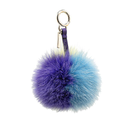 Fendi AB Fendi Blue Fur Natural Material Pom-Pom Key Chain Italy