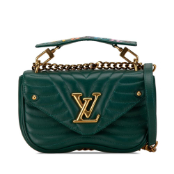 Louis Vuitton B Louis Vuitton Green Calf Leather New Wave Chain Bag PM Italy