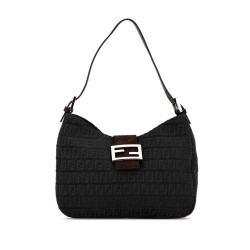 Fendi B Fendi Black Corduroy Fabric Zucchino Shoulder Bag Italy