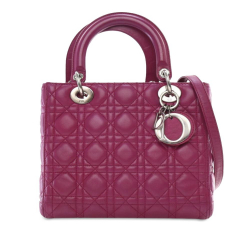 Christian Dior AB Dior Pink Dark Pink Calf Leather Medium skin Cannage Lady Dior Italy