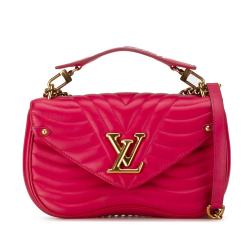 Louis Vuitton B Louis Vuitton Pink Dark Pink Calf Leather New Wave Chain Bag MM Italy