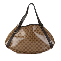 Gucci B Gucci Brown PVC Plastic GG Crystal Abbey D Ring Shoulder Bag Italy