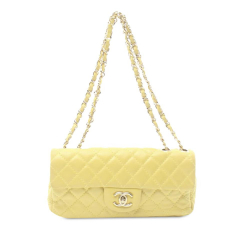 Chanel B Chanel Yellow Lambskin Leather Leather Classic Lambskin East West Single Flap Italy