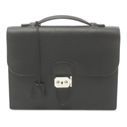 Hermès AB Hermès Black Calf Leather Clemence Sac a Depeches 27 France