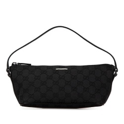 Gucci B Gucci Black Canvas Fabric GG Boat Italy