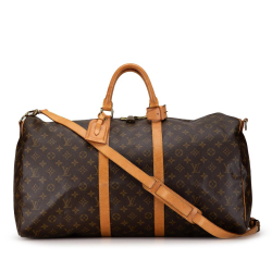 Louis Vuitton B Louis Vuitton Brown Monogram Canvas Canvas Monogram Keepall Bandouliere 55 France