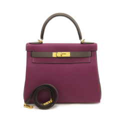 Hermès AB Hermès Purple with Brown Calf Leather Special Order Evercolor Kelly II Retourne 28 France