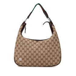 Gucci B Gucci Brown Light Brown Canvas Fabric Medium GG Pop Shoulder Bag Italy