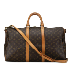 Louis Vuitton B Louis Vuitton Brown Monogram Canvas Canvas Monogram Keepall Bandouliere 50 France