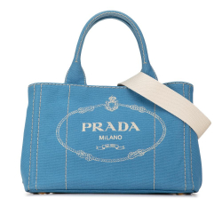 Prada B Prada Blue Canvas Fabric Small Canapa Logo Satchel India