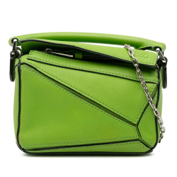 Loewe AB LOEWE Green Calf Leather Nano Puzzle Bag Spain