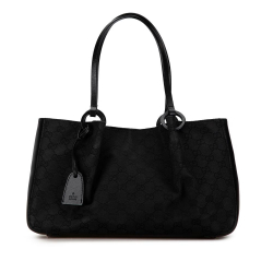 Gucci B Gucci Black Canvas Fabric GG Tote Bag Italy