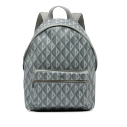 Christian Dior AB Dior Gray Coated Canvas Fabric CD Diamond Rider Zipped Backpack Italy