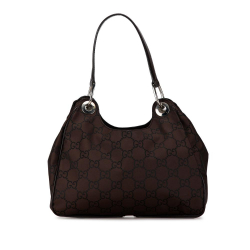 Gucci B Gucci Brown Dark Brown Nylon Fabric GG Colbert Shoulder Bag Italy