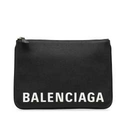 Balenciaga AB Balenciaga Black Calf Leather Ville Logo Pouch Italy