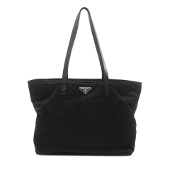 Prada B Prada Black Nylon Fabric Re- Tote Italy