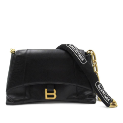 Balenciaga B Balenciaga Black Calf Leather Small Downtown Chain Shoulder Bag Italy