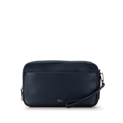 Christian Dior AB Dior Blue Dark Blue Calf Leather Clutch Italy