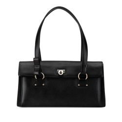 Salvatore Ferragamo B Ferragamo Black Calf Leather Gancini Handbag Italy