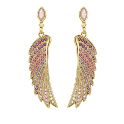 Thomas Sabo Colorful Hummingbird Wings Gold Earings